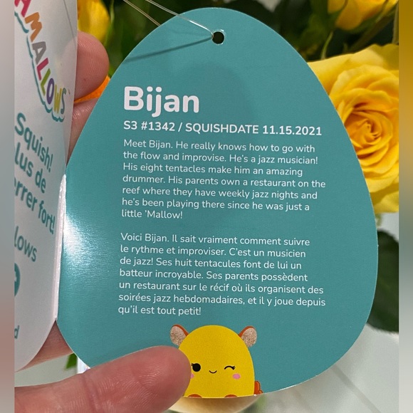 Bijan the Dumbo Octopus 3" Clip NWT Squishmallows - Picture 3 of 3